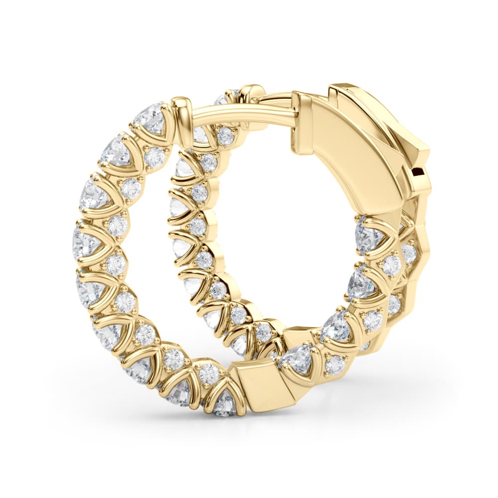 Round Accented Inside-Out Hoop Earrings (2 ct. tw.), On hand view in yellow gold