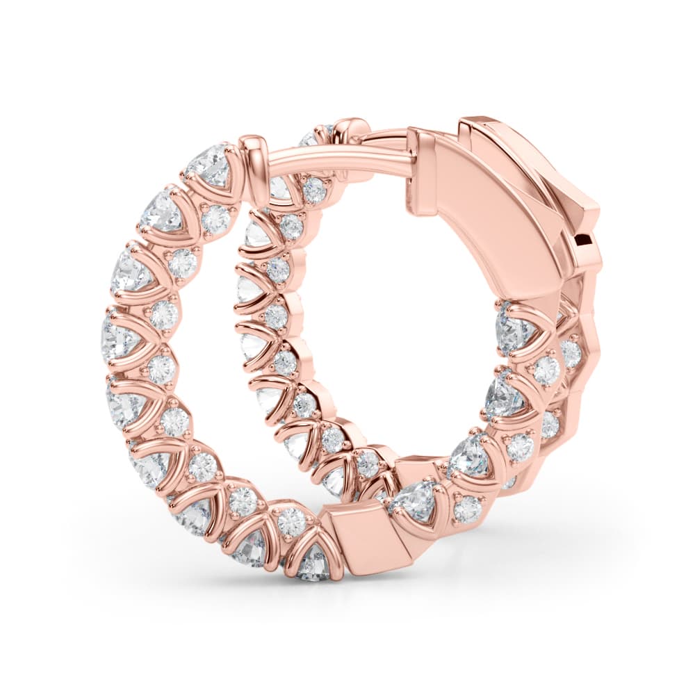 Round Accented Inside-Out Hoop Earrings (2 ct. tw.), On hand view in rose gold
