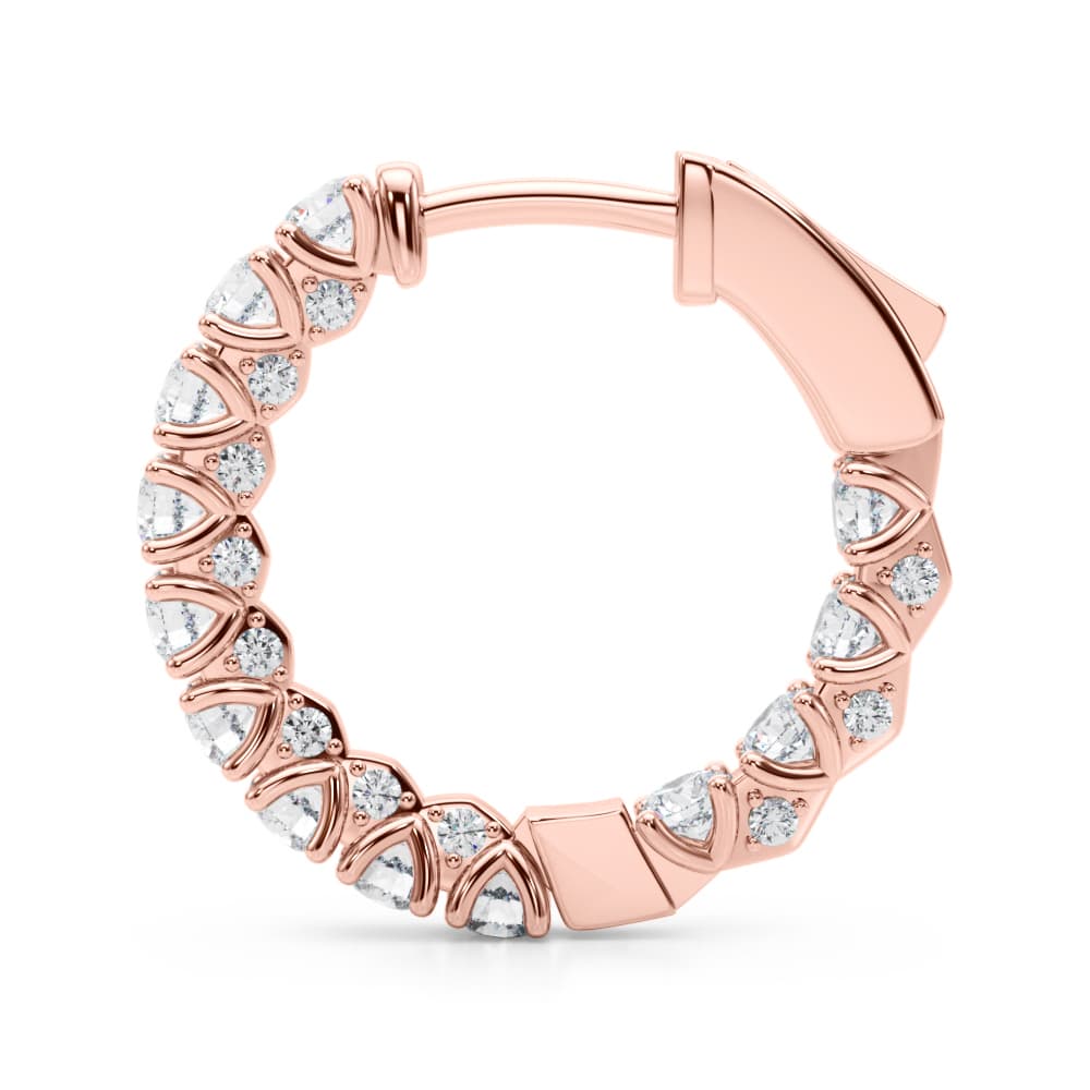 Round Accented Inside-Out Hoop Earrings (2 ct. tw.), Side view in rose gold