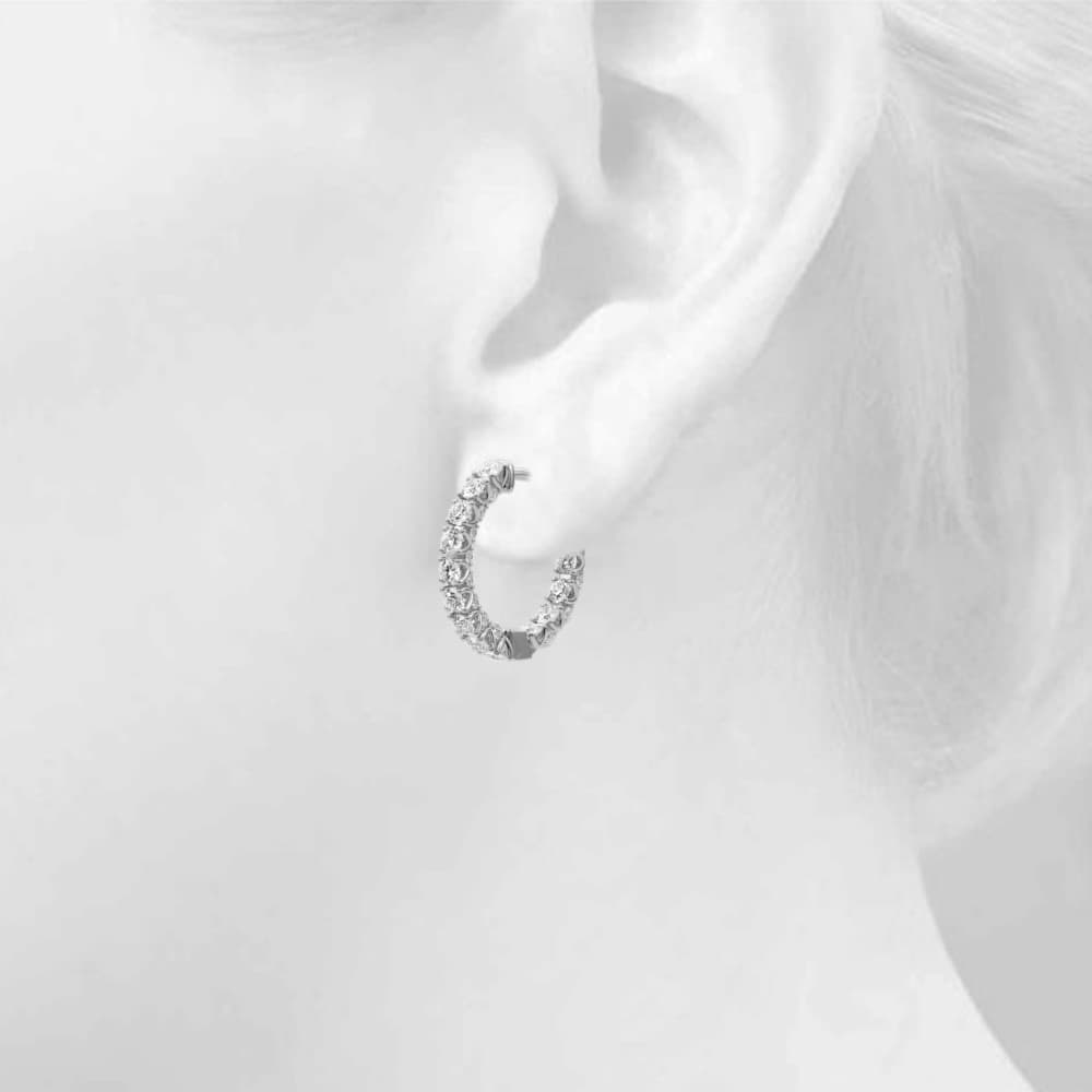 Round Accented Inside-Out Hoop Earrings (1 ct. tw.), Top view in white gold or platinum