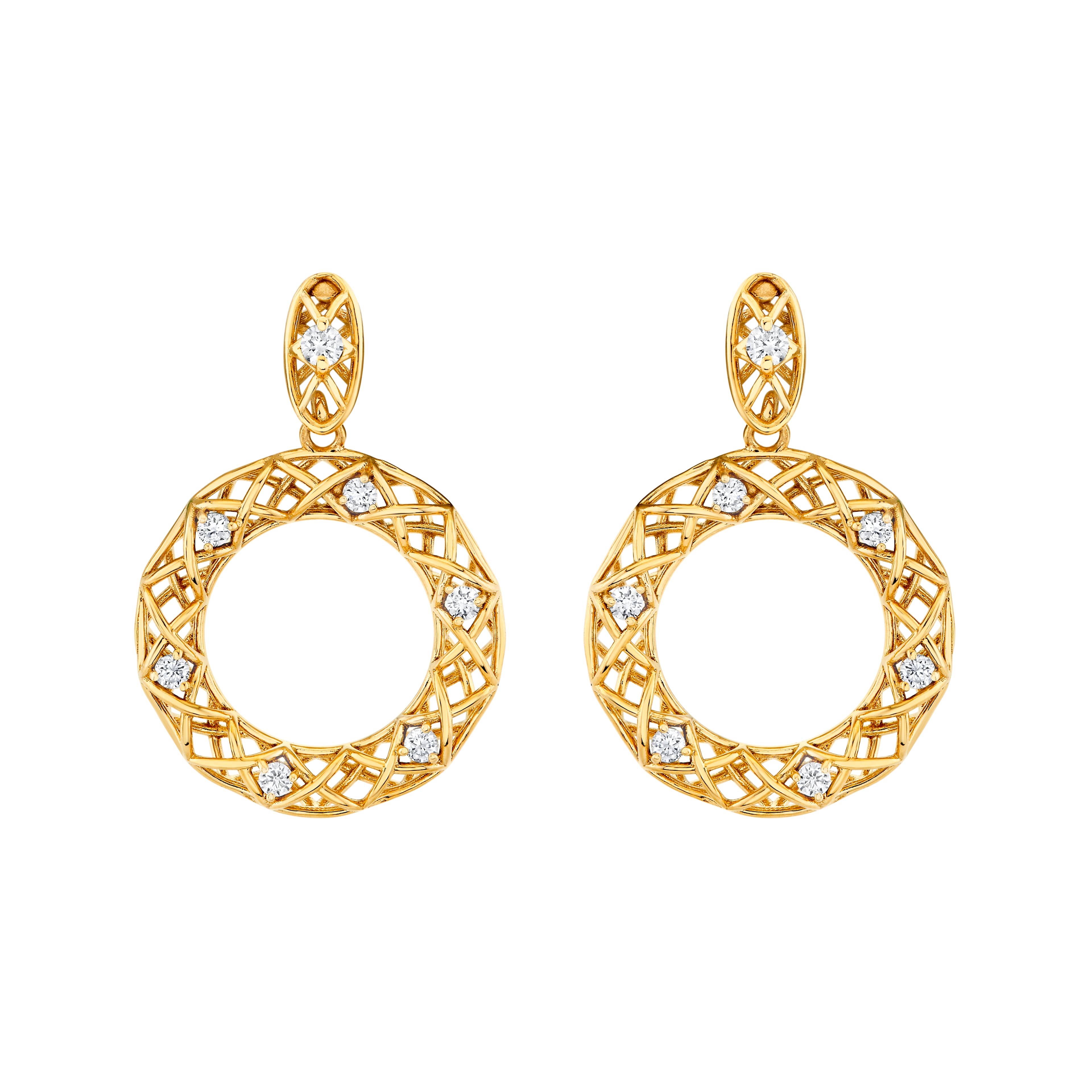 Light Weight Circle Earrings (0.16 ct. tw.), Front view in yellow gold