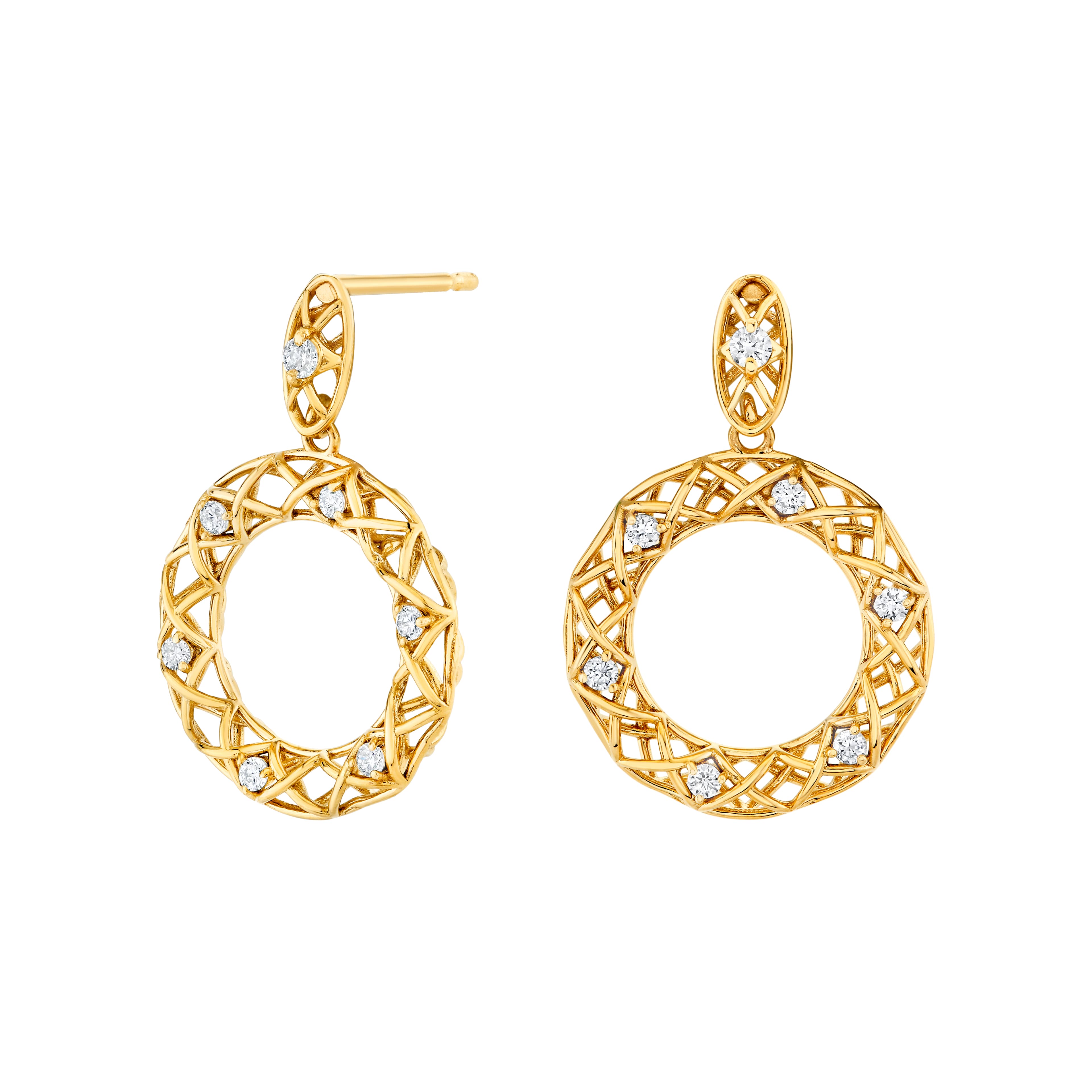 Light Weight Circle Earrings (0.16 ct. tw.), Side view in yellow gold