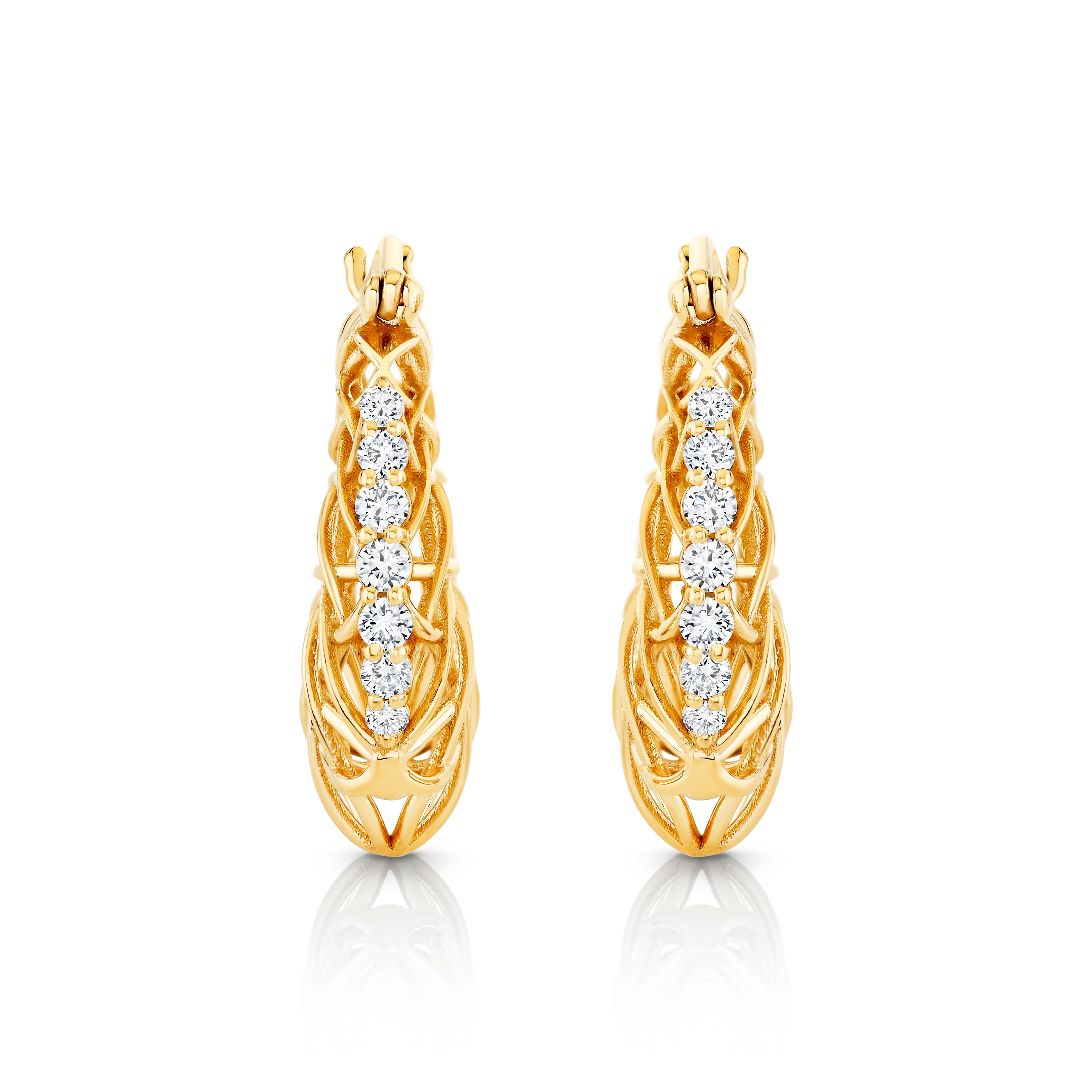 Light Weight Spiral Earrings (0.28 ct. tw.), Front view in yellow gold