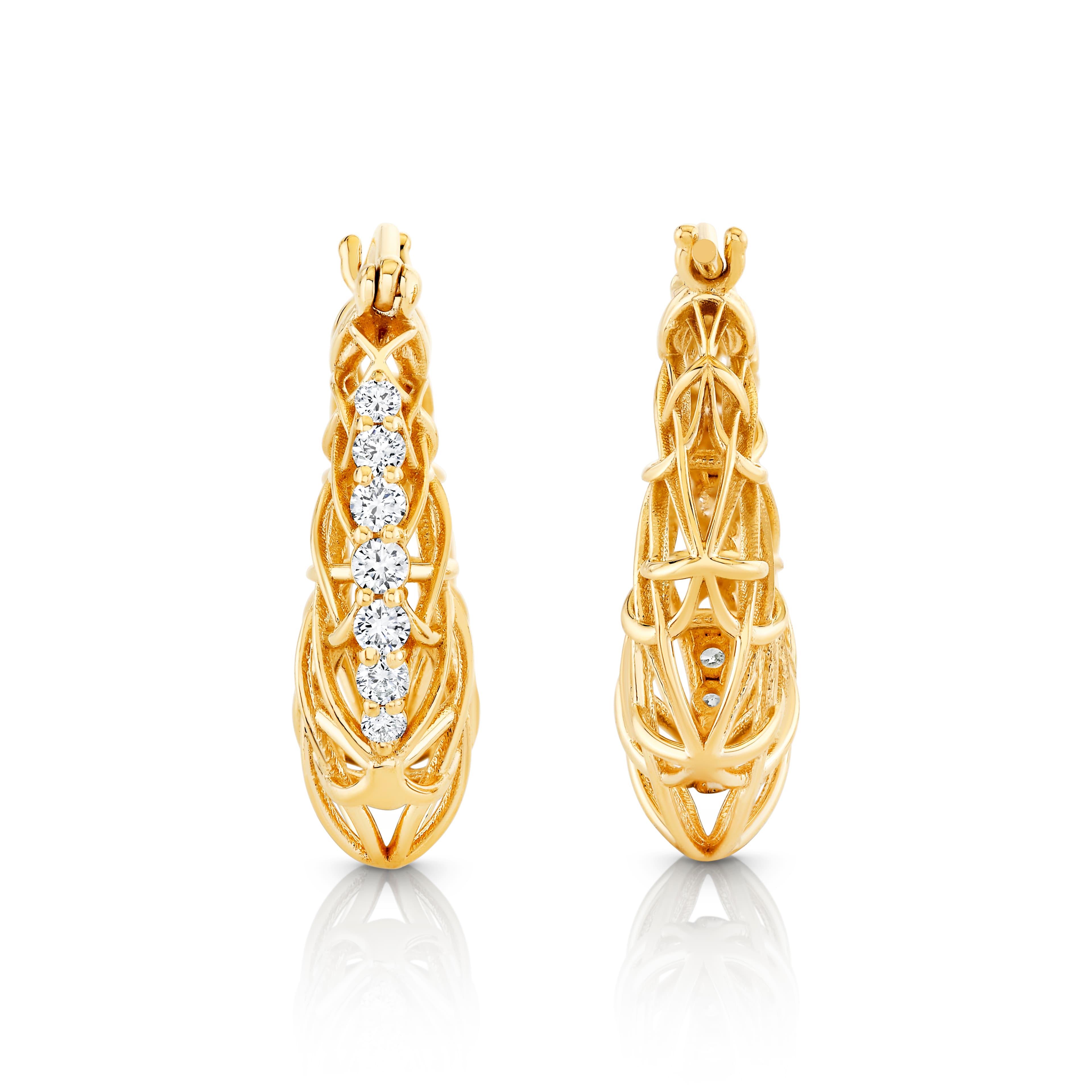 Light Weight Spiral Earrings (0.28 ct. tw.), Angle view in yellow gold