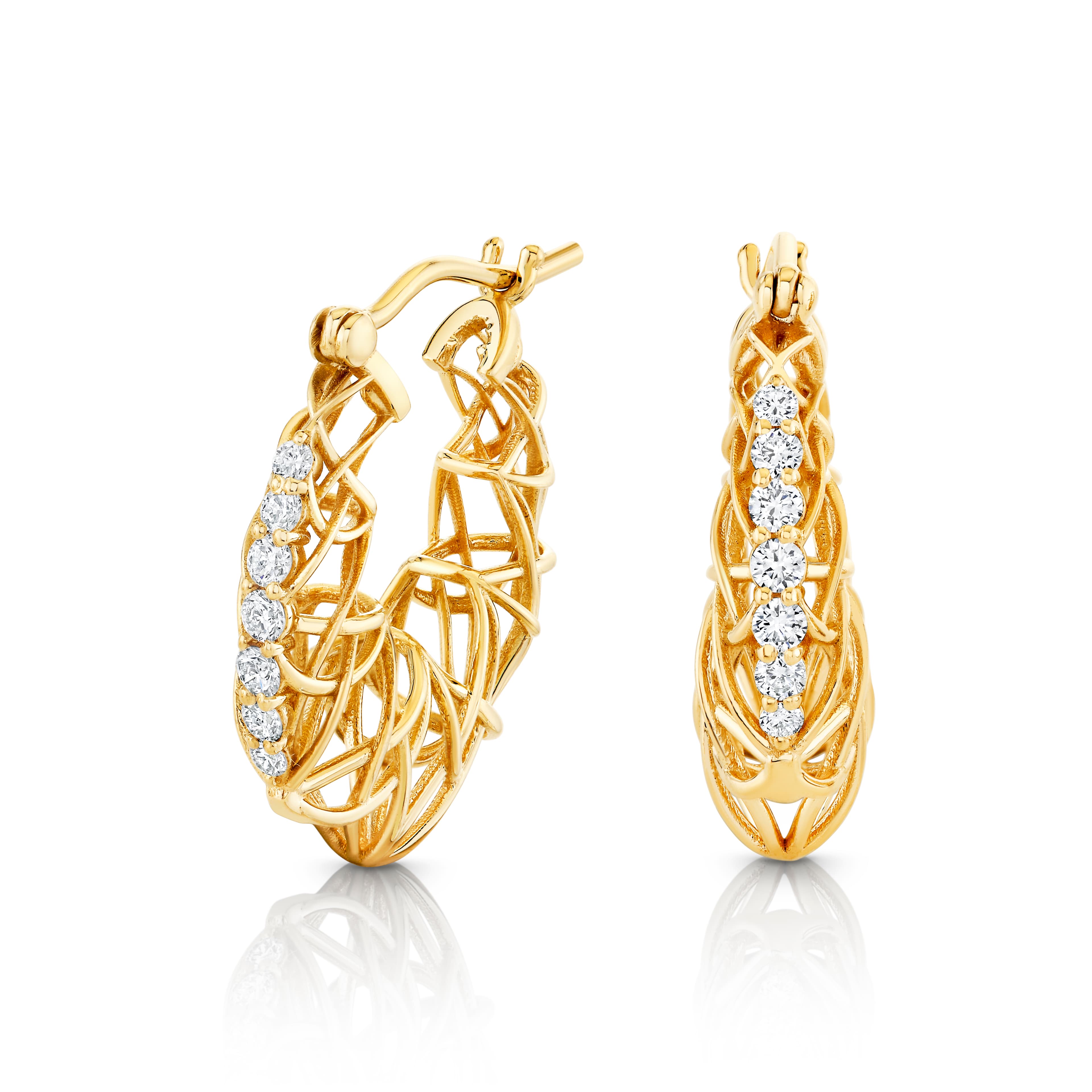 Light Weight Spiral Earrings (0.28 ct. tw.), Side view in yellow gold