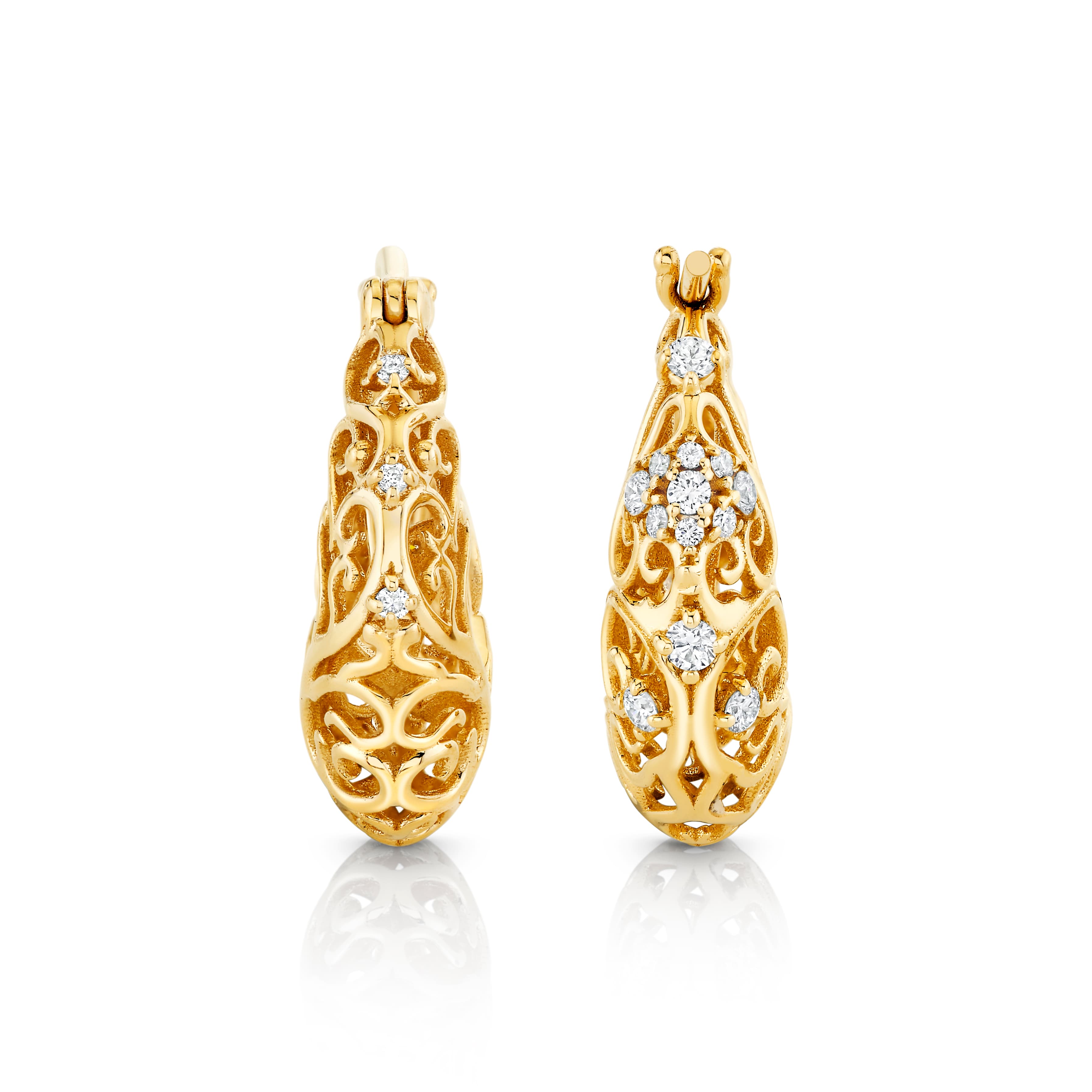 Light Weight Square Basket Earrings (0.43 ct. tw.), Angle view in yellow gold