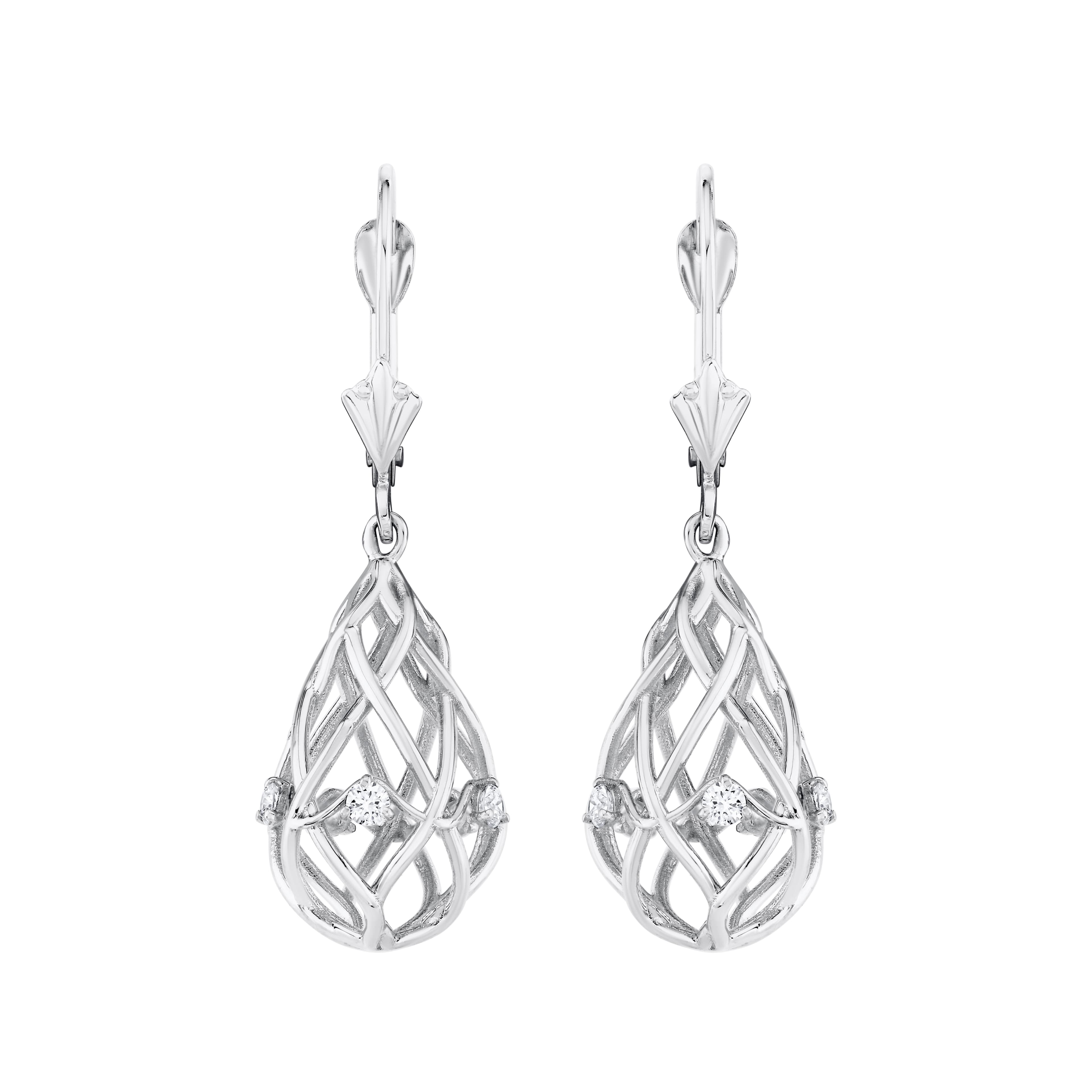 Light Weight Drop Earrings — White Gold