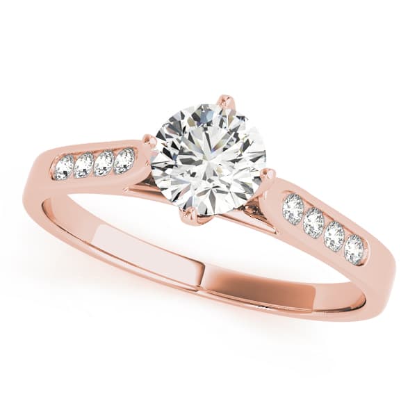 Single Row Channel Set Peg Head Engagement Ring in Rose gold