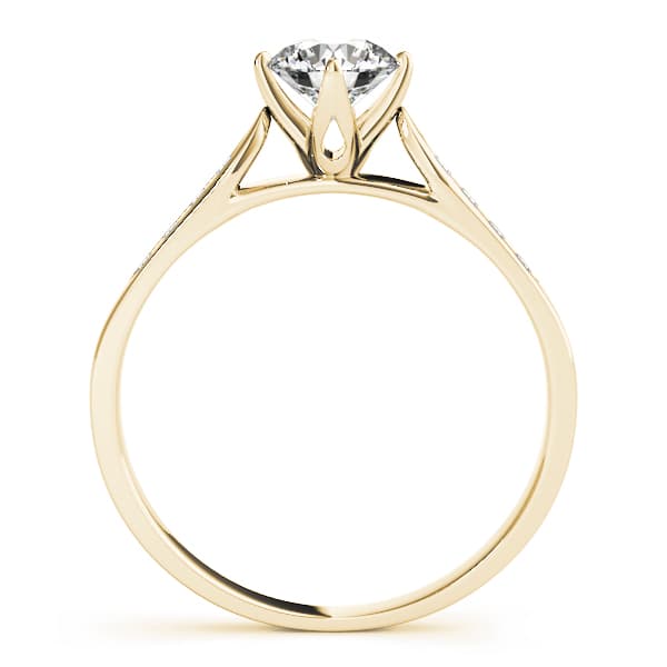 Single Row Channel Set Peg Head Engagement Ring, style 50001, Side view in yellow gold