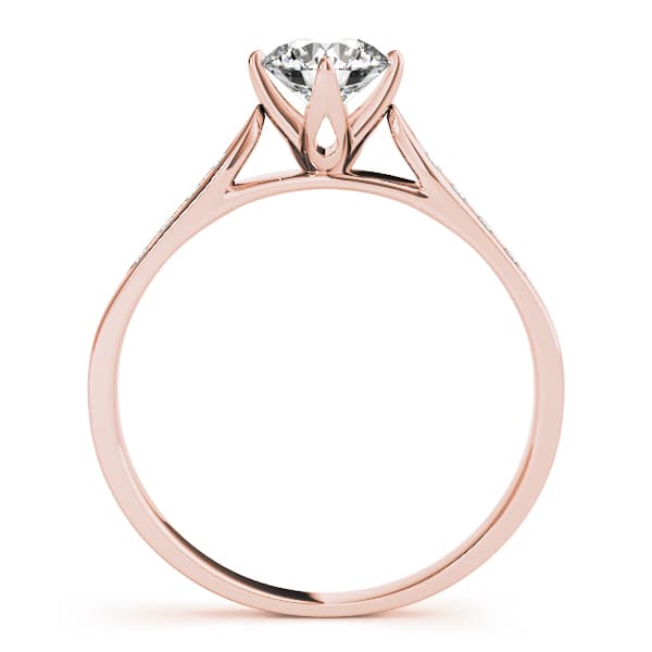 Single Row Channel Set Peg Head Engagement Ring, style 50001, Side view in rose gold
