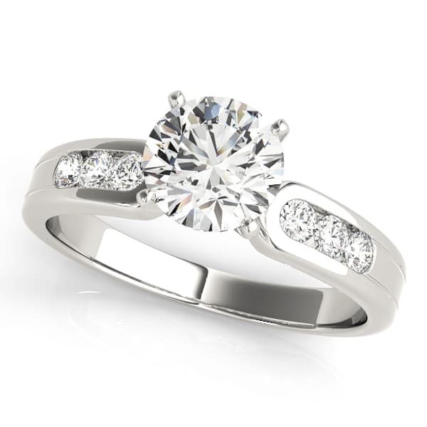 Single Row Channel Set Peg Head Engagement Ring — style 50002 in 10k White Gold
