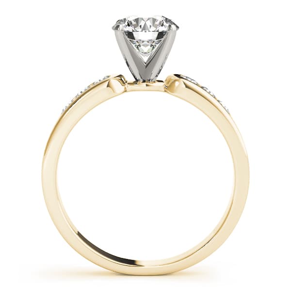 Single Row Channel Set Peg Head Engagement Ring, style 50002, Side view in yellow gold
