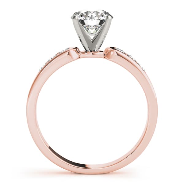 Single Row Channel Set Peg Head Engagement Ring, style 50002, Side view in rose gold