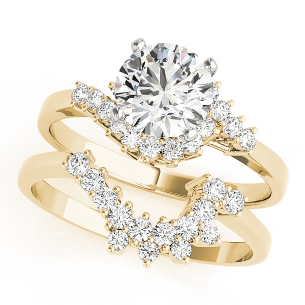 Bypass Engagement Ring, style 50003, On hand view in yellow gold