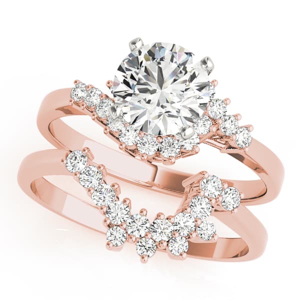 Bypass Engagement Ring, style 50003, On hand view in rose gold