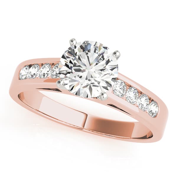 Single Row Channel Set Engagement Ring, style 50005, Front view in rose gold