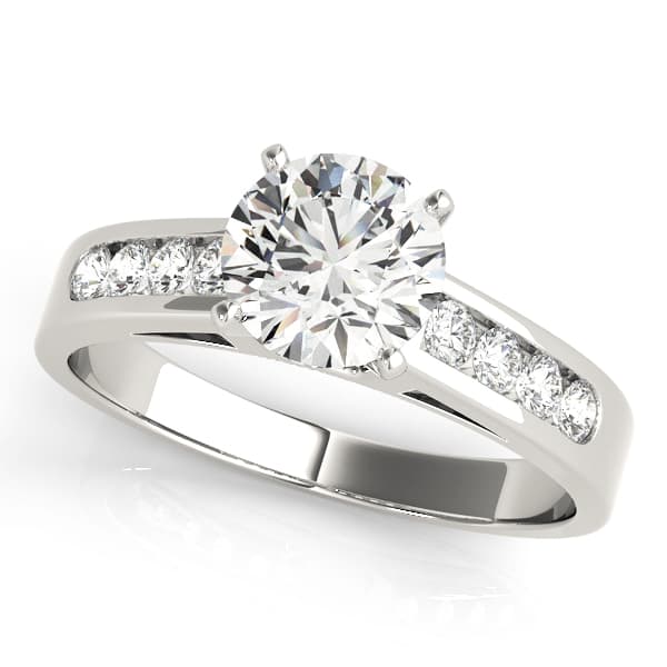 Single Row Channel Set Engagement Ring — style 50005 in 10k White Gold