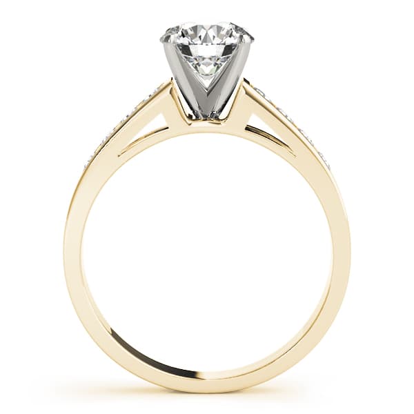 Single Row Channel Set Engagement Ring, style 50005, Side view in yellow gold