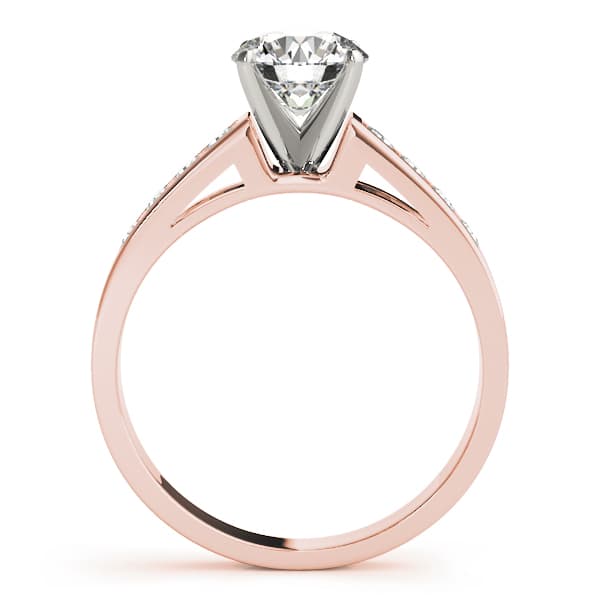 Single Row Channel Set Engagement Ring, style 50005, Side view in rose gold