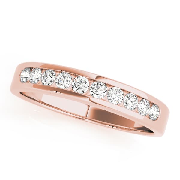 Round Channel Set Wedding Band (1/4 ct. tw.), Front view in rose gold