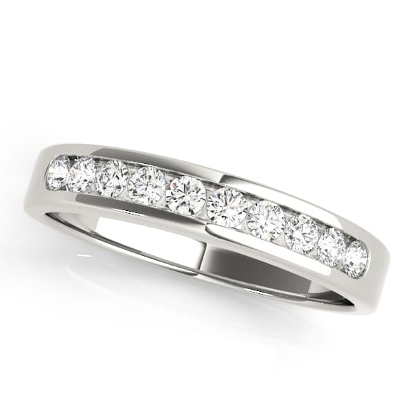 Round Channel Set Wedding Band — View 1