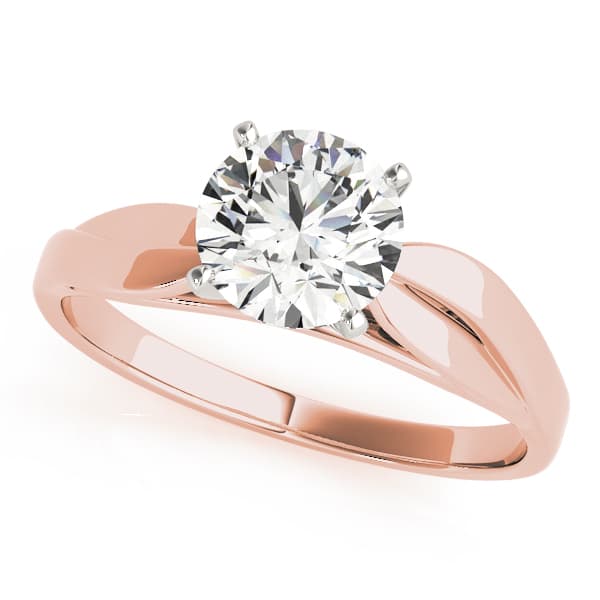 Solitaire Split Shank Engagement Ring in Rose gold