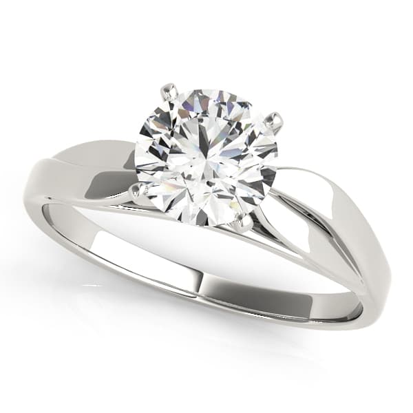 Solitaire Split Shank Engagement Ring — style 50009 in 10k White Gold