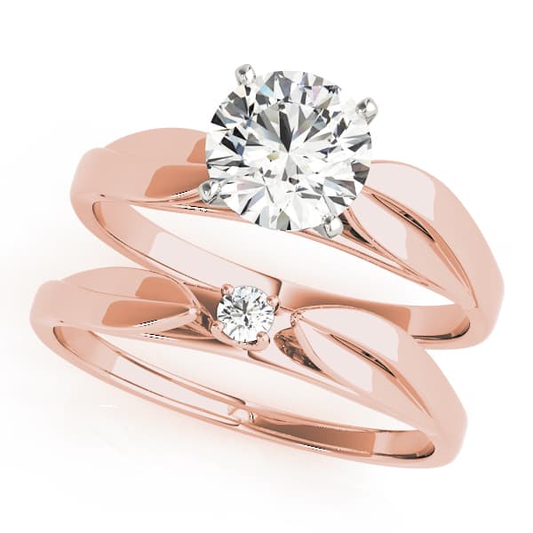 Solitaire Split Shank Engagement Ring, style 50009, On hand view in rose gold