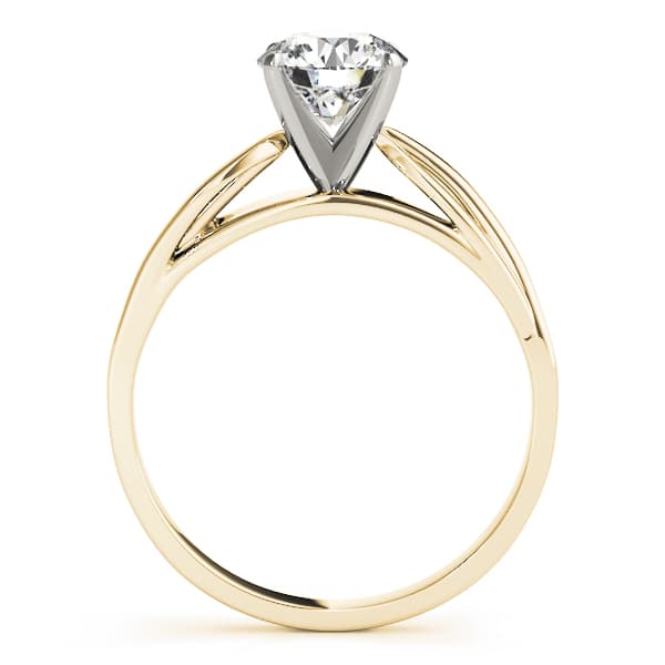 Solitaire Split Shank Engagement Ring, style 50009, Side view in yellow gold