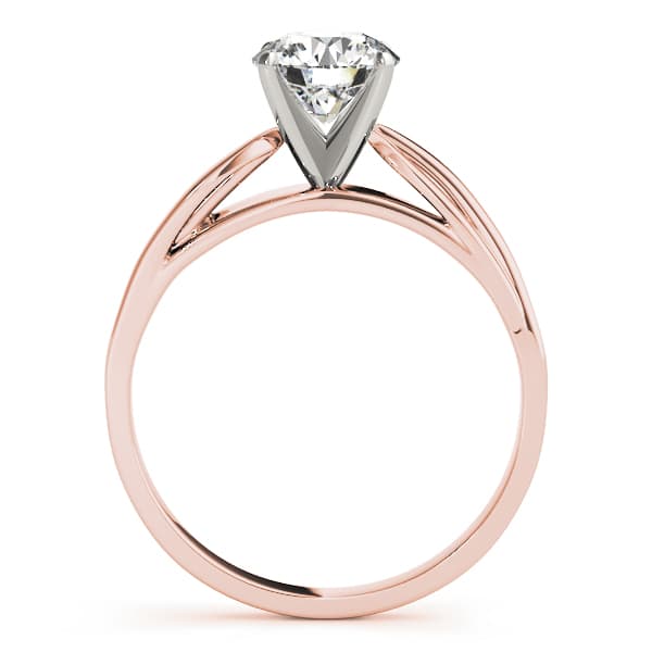 Solitaire Split Shank Engagement Ring, style 50009, Side view in rose gold