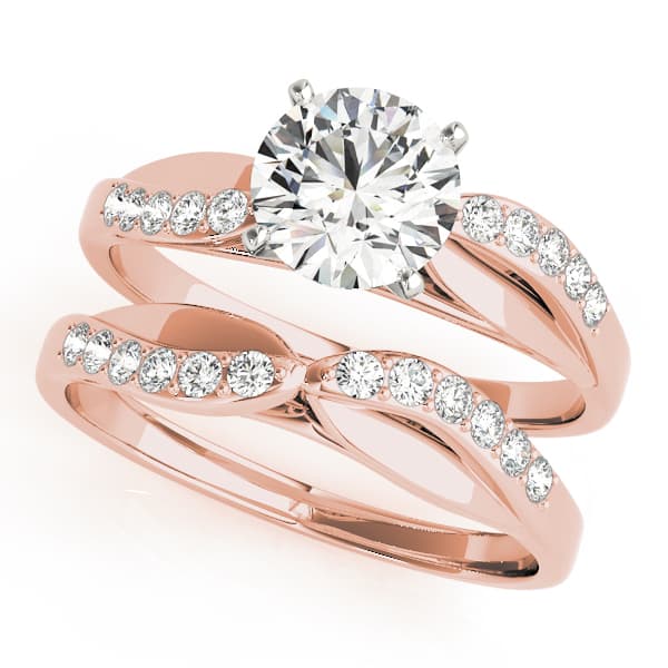 Bypass Peg Head Engagement Ring, style 50010, On hand view in rose gold