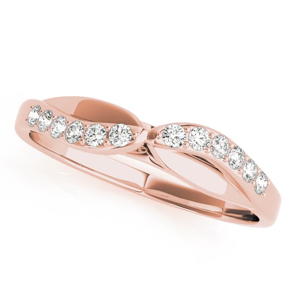Split Shank Curved Wedding Band (1/8 ct. tw.), Front view in rose gold