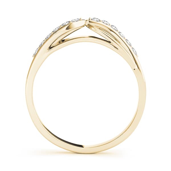 Split Shank Curved Wedding Band (1/8 ct. tw.), Side view in yellow gold