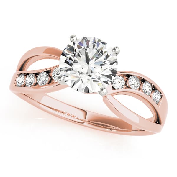 Channel Set Bypass Peg Head Engagement Ring, style 50013, Front view in rose gold