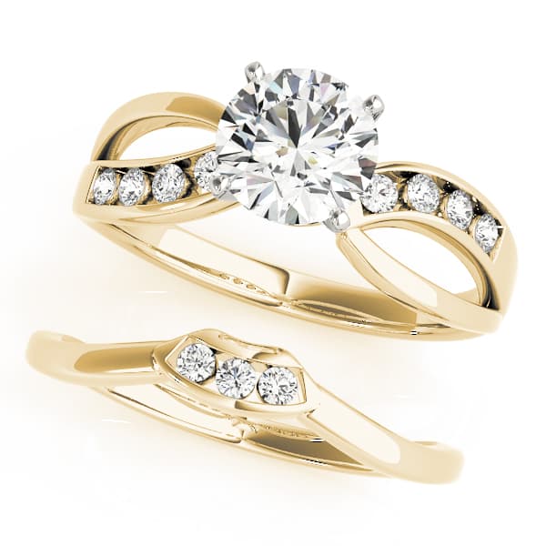 Channel Set Bypass Peg Head Engagement Ring, style 50013, On hand view in yellow gold