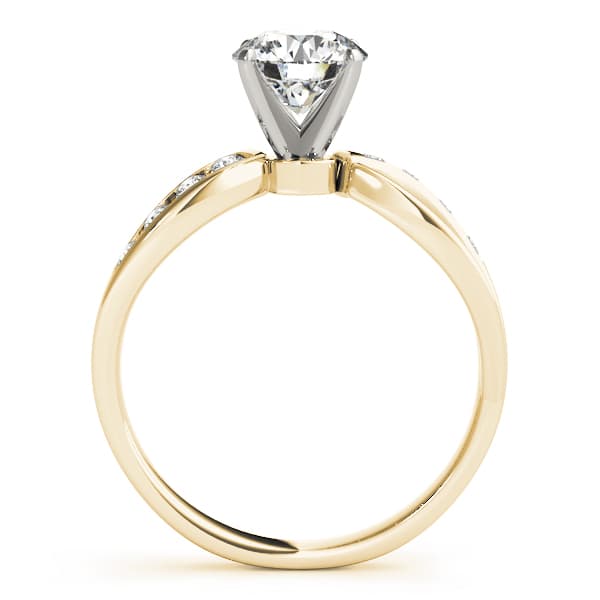 Channel Set Bypass Peg Head Engagement Ring, style 50013, Side view in yellow gold