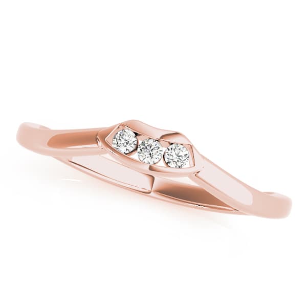 3-Stone Curved Wedding Band (0.05 ct. tw.), Front view in rose gold