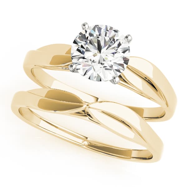 Solitaire Peg Head Engagement Ring, style 50025, On hand view in yellow gold