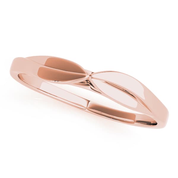Split Shank Curved Wedding Bands, Front view in rose gold
