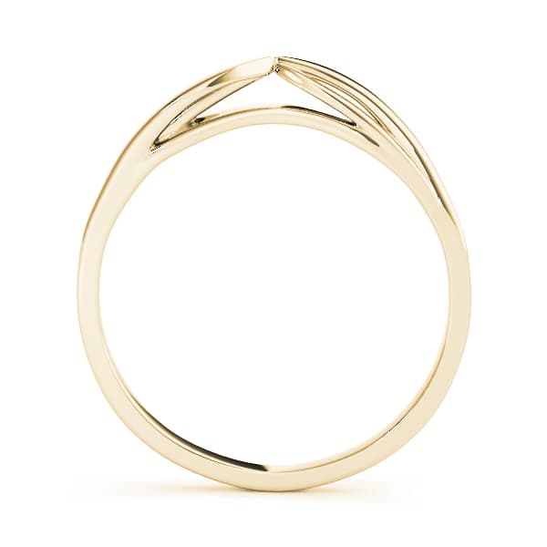 Split Shank Curved Wedding Bands, Side view in yellow gold