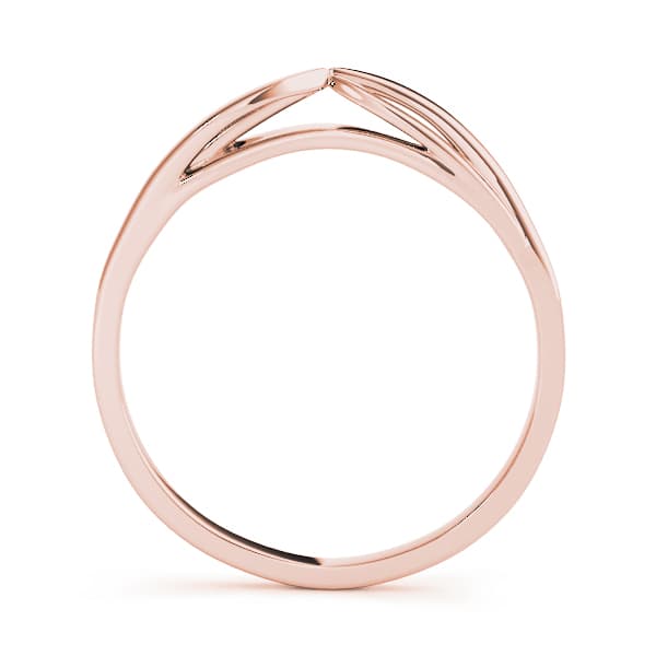 Split Shank Curved Wedding Bands, Side view in rose gold