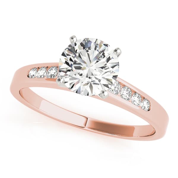 Single Row Channel Set Engagement Ring in Rose gold