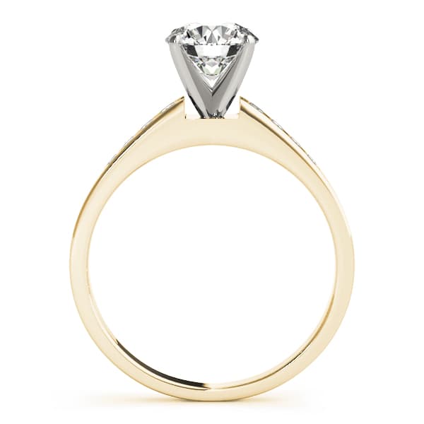 Single Row Channel Set Engagement Ring, style 50026, Side view in yellow gold