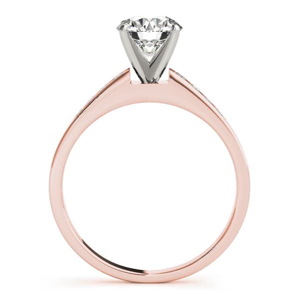 Single Row Channel Set Engagement Ring, style 50026, Side view in rose gold