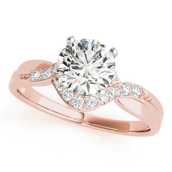 Bypass Peg Head Engagement Ring, style 50028, Front view in rose gold