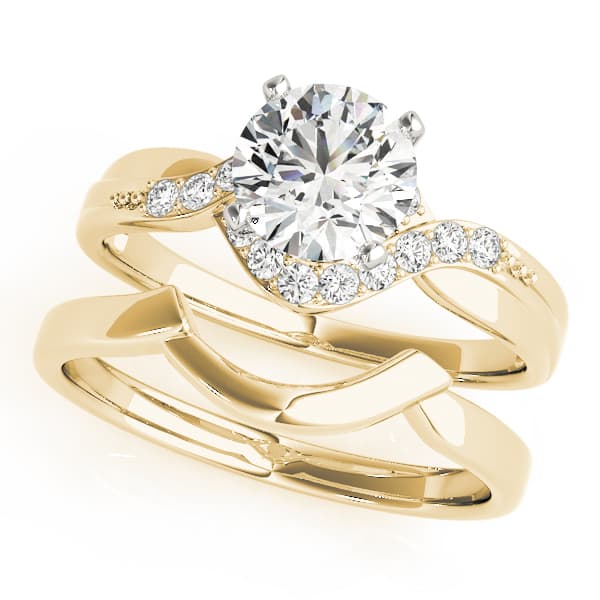 Bypass Peg Head Engagement Ring, style 50028, On hand view in yellow gold