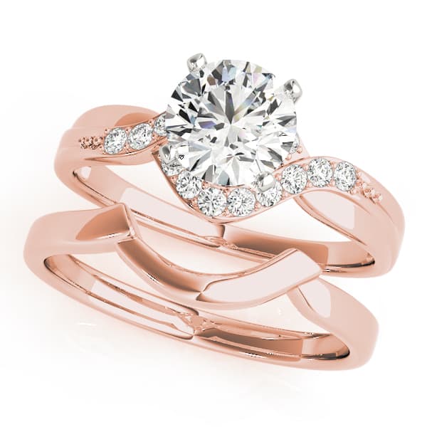 Bypass Peg Head Engagement Ring, style 50028, On hand view in rose gold