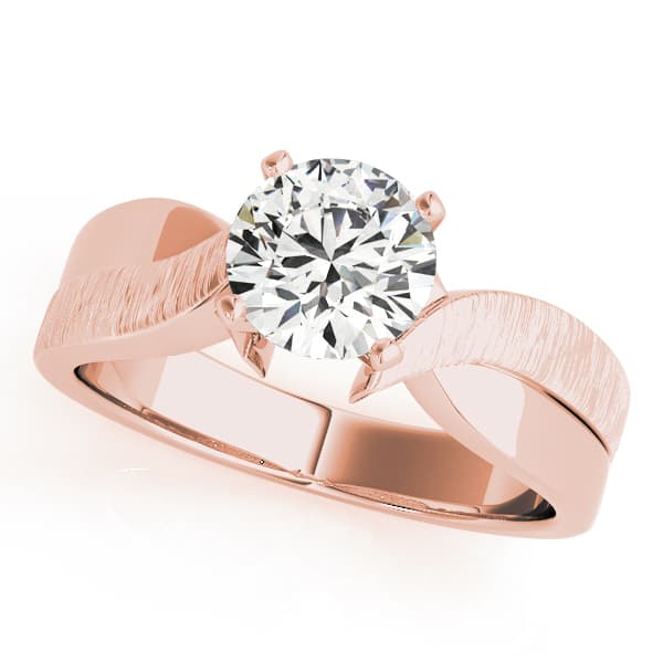 Twisted Textured Solitaire Engagement Ring, style 50040, Front view in rose gold