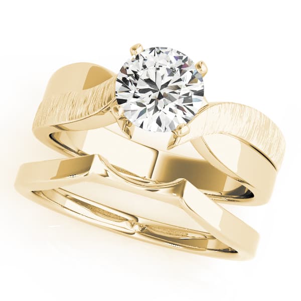 Twisted Textured Solitaire Engagement Ring, style 50040, On hand view in yellow gold