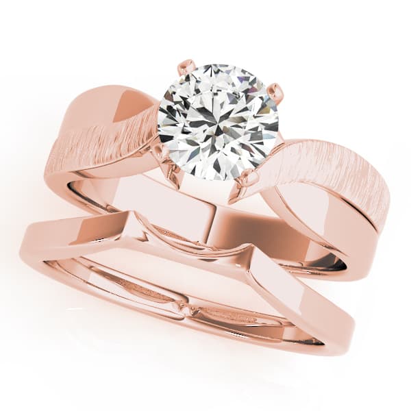 Twisted Textured Solitaire Engagement Ring, style 50040, On hand view in rose gold